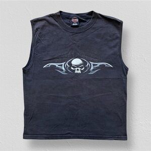 Harley-Davidson Y2K Vintage Motorcycles Sleeveless T Shirt Skull Minnesota USA L